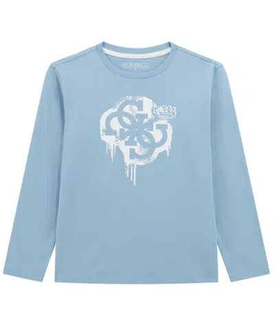 Guess Kids' Boys 8-18 Long-sleeve Logo T-shirt In Blue
