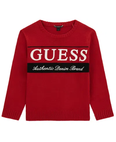 Guess Kids' Boys 8-18 Long Sleeve Soft Blend Sweater In Red