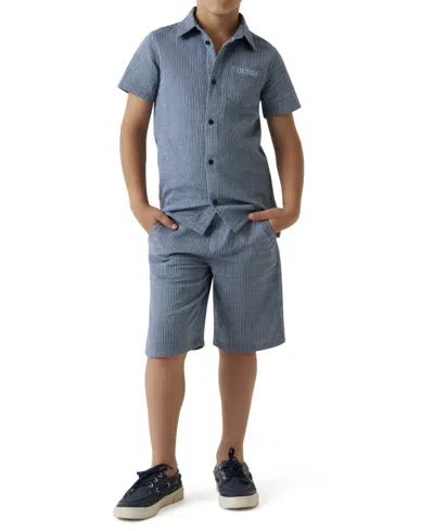 Guess Kids' Boys' 8-16 Seersucker Button Down Shirt In Gray