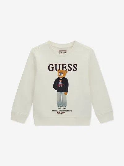 Guess Kids'  Boys Bear Logo Sweatshirt In White