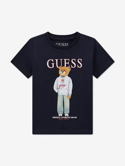 Guess Babies'  Boys Bear Logo T-shirt In Blue