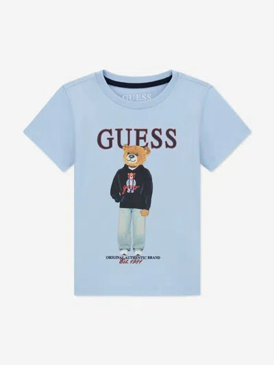Guess Babies'  Boys Bear Logo T-shirt In Blue