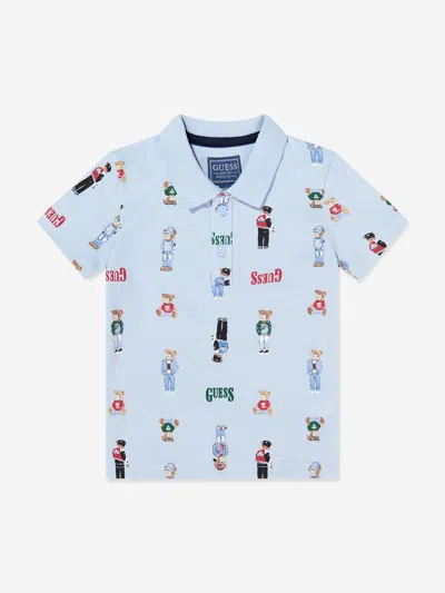 Guess Kids'  Boys Bear Polo Shirt In Blue