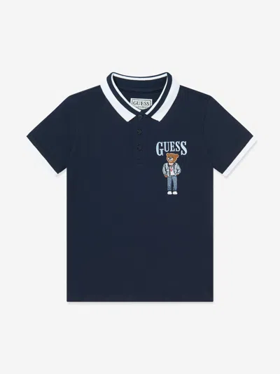 Guess Kids'  Boys Bear Polo Shirt In Blue