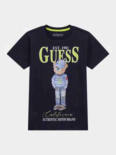 Guess Babies' Boys Bear T-shirt In Blue