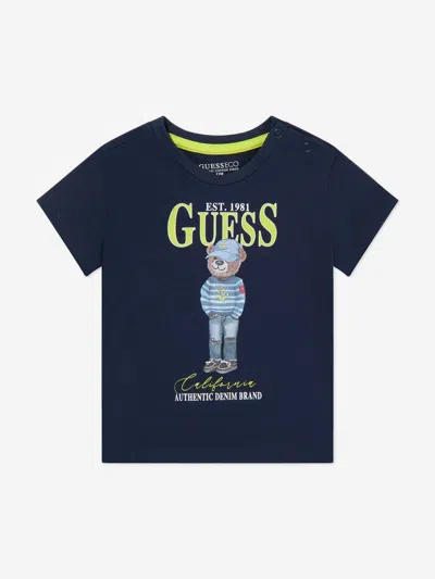 Guess Babies' Boys Bear T-shirt In Blue