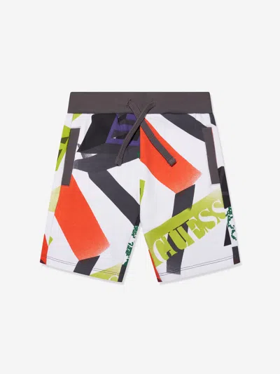 Guess Kids' Graphic-print Cotton Track Shorts In Multicoloured