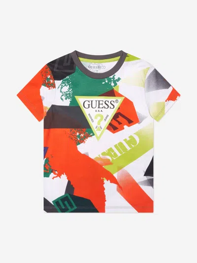 Guess Kids' Boys Geometric Print T-shirt In Multicoloured