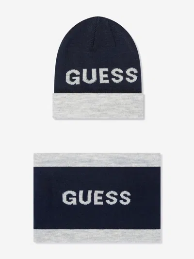 Guess Kids' Boys Hat And Snood Set In Blue