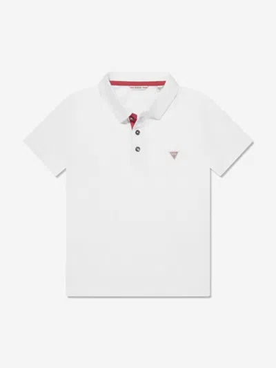 Guess Kids' Boys Logo Polo Shirt In White