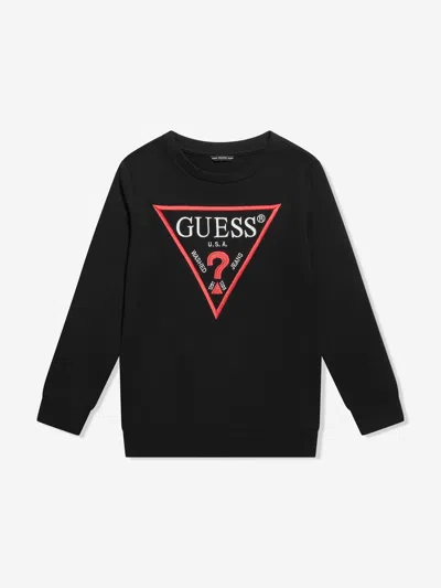 Guess Kids' Boys Logo Print Sweatshirt In Black