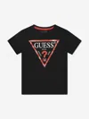 Shop Guess Boys Logo Print T-shirt In Black