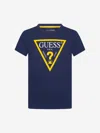 GUESS BOYS LOGO PRINT T-SHIRT 6 - 9 MTHS BLUE