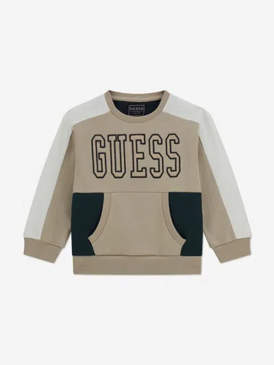 Guess Kids' Boys Logo Sweatshirt In Brown