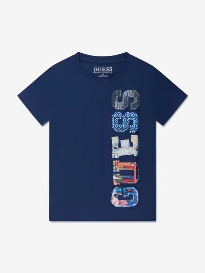 Guess Babies' Boys Logo T-shirt In Blue