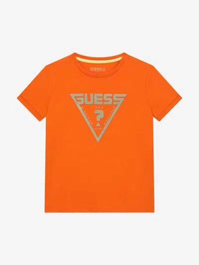 Guess Kids' Boys Logo T-shirt In Orange