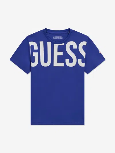 Guess Babies'  Boys Logo T-shirt In Blue