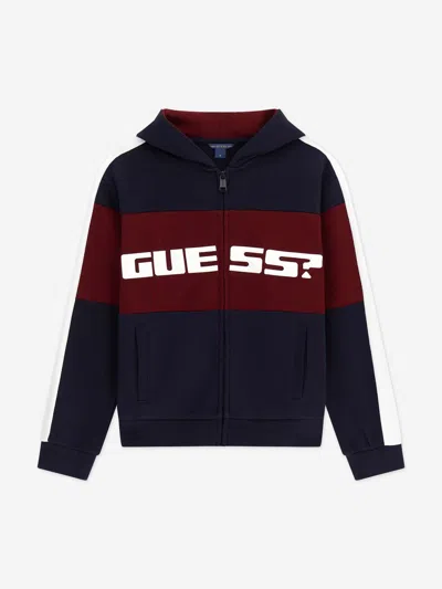 Guess Kids'  Boys Logo Zip Up Top In Black