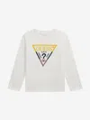Guess Boys Long Sleeve Logo T-shirt In Red