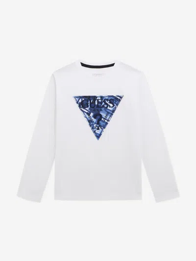 Guess Babies' Boys Long Sleeve Logo T-shirt In White