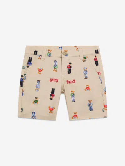 Guess Kids'  Boys Stretch Gabardine Bear Shorts In Neutral