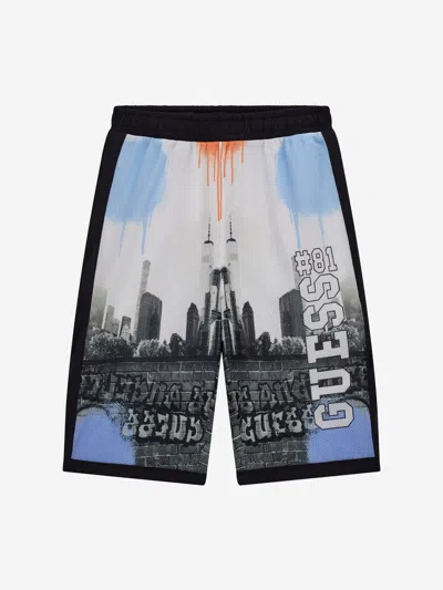 Guess Kids' Boys Urban City Print Shorts In Multicoloured