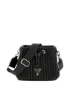 Guess Braided-effect Drawstring Bucket Bag In Black