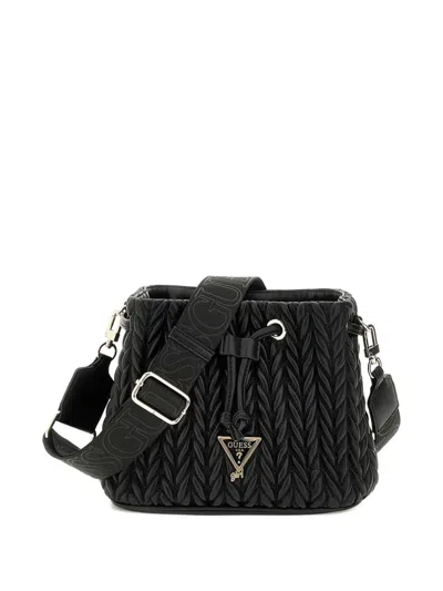 Guess Kids' Braided-effect Drawstring Bucket Bag In Black