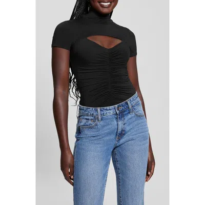 Guess Brienna Cutout Jersey Top In Jet Black