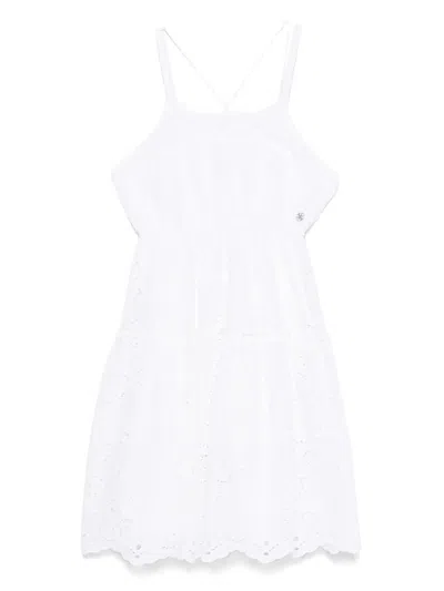 Guess Kids' Broderie Anglaise Dress In White