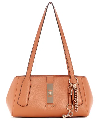 Guess Brooke Small Top Zip Shoulder Satchel Bag In Brown
