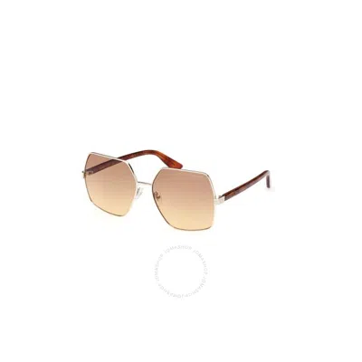Guess Brown Gradient Butterfly Ladies Sunglasses Gu7881-h 32f 58 In Gold