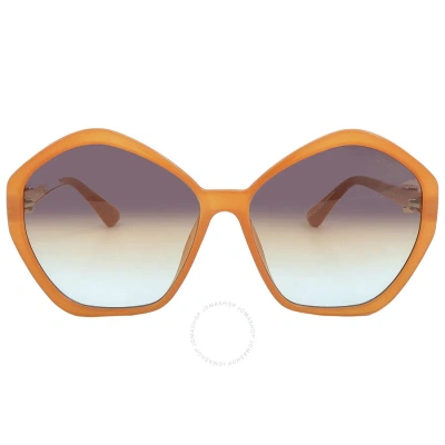 Guess Brown Gradient Geometric Ladies Sunglasses Gu7813 44f 58 In Brown / Orange