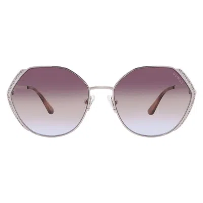 Guess Brown Gradient Geometric Ladies Sunglasses Gu7842-s 33f 58 In Metallic