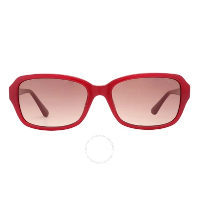Guess Brown Gradient Rectangular Ladies Sunglasses Gu7595 66f 56 In Red   /   Red. / Brown