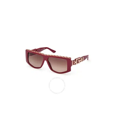 Guess Brown Mirror Browline Ladies Sunglasses Gu7914 69g 58 In Red