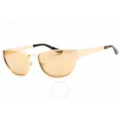 Guess Brown Mirror Cat Eye Ladies Sunglasses Gu7903 32g 57 In Gold