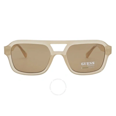 Guess Brown Square Unisex Sunglasses Gu8259 57e 53 In Beige / Brown