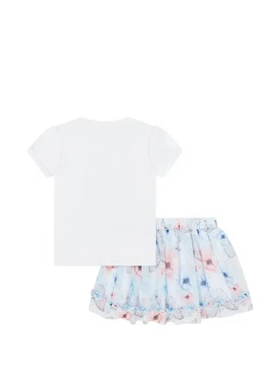 Guess Kids' Butterfly-print Floral Skirt Set In Multi