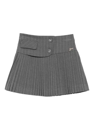 Guess Kids' Button Pleated Skirt In Gray