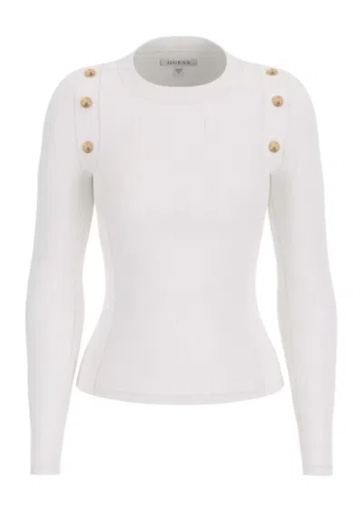 Guess Button Vonn Sweater In White