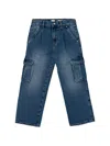 Guess Buttoned Cargo Jeans In Blue