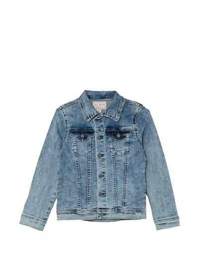 Guess Kids' Buttoned Denim Jacket In Blue