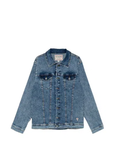 Guess Kids' Buttoned Denim Jacket In Blue