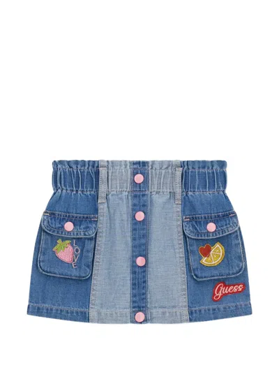 Guess Babies' Buttoned Denim Skirt In Blue