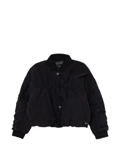 Guess Kids' Button-front Bomber Jacket In Black