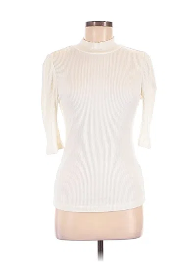 Pre-owned Guess By Marciano 3/4 Sleeve Top Ivory Turtleneck Tops