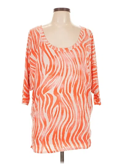Pre-owned Guess By Marciano 3/4 Sleeve Top Orange Scoop Neck Tops