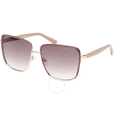 Guess By Marciano Brown Gradient Butterfly Ladies Sunglasses Gm0825 28f 60 In Brown / Gold / Rose / Rose Gold
