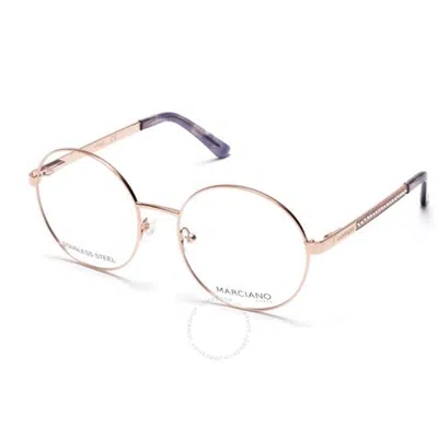 Guess By Marciano Demo Round Ladies Eyeglasses Gm0323 028 54 In Gold
